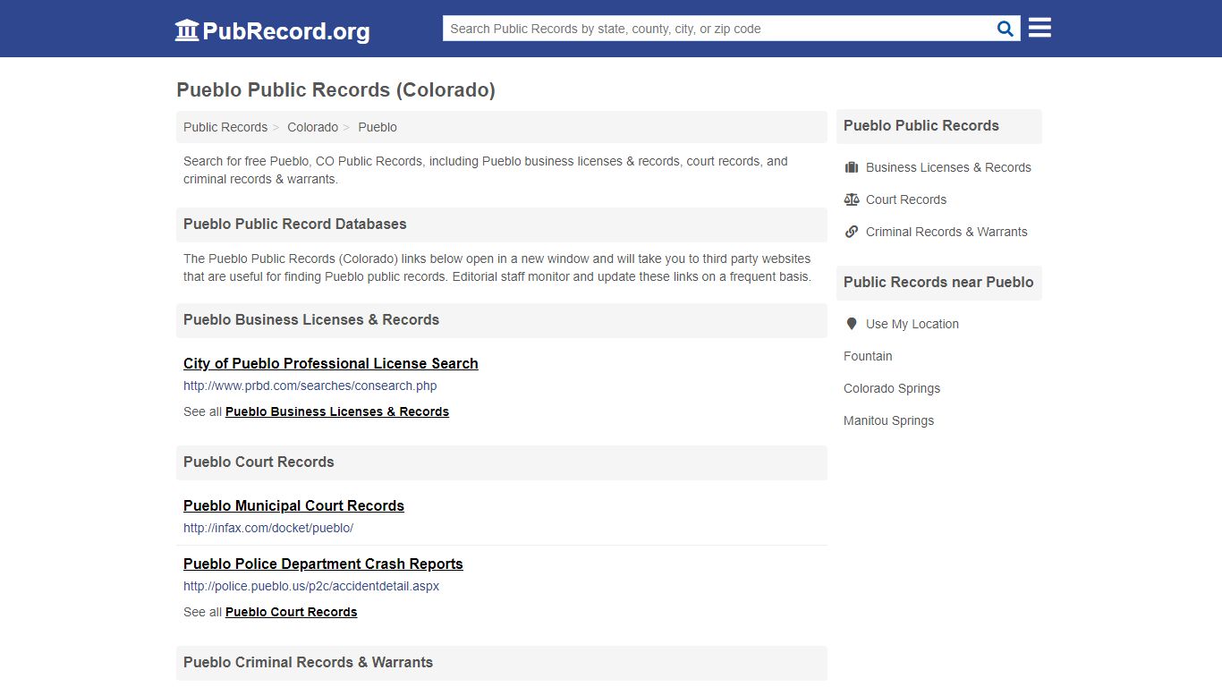 Free Pueblo Public Records (Colorado Public Records)